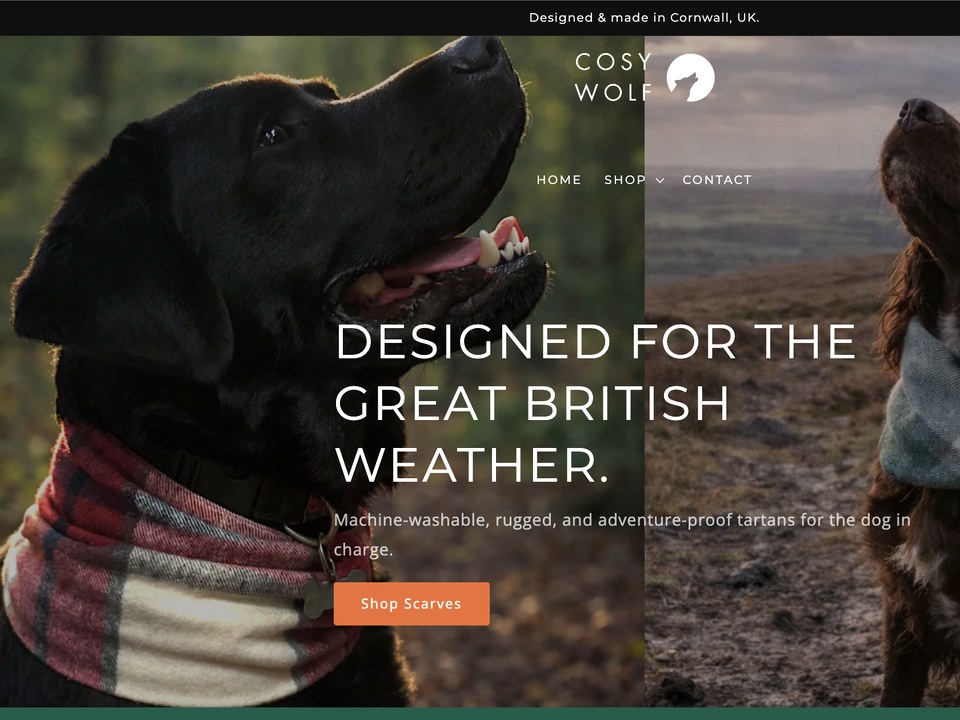 The Cosy Wolf — Shopify store for handmade dog scarves