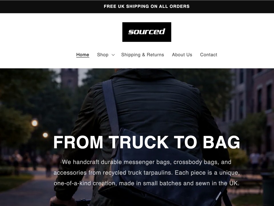 Sourced — Shopify store for recycled truck tarpaulin bags